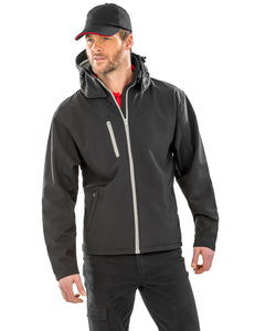 Chaqueta softshell con capucha Core TX de rendimiento | Negro/Gris