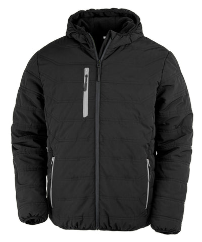 Chaqueta de invierno acolchada con brjula reciclada | Negro/Gris