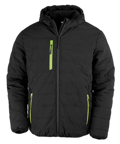 Chaqueta de invierno acolchada con brjula reciclada | Negro/Lima