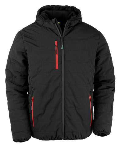 Chaqueta de invierno acolchada con brjula reciclada | Negro/Rojo