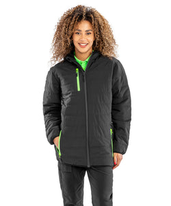 Chaqueta de invierno acolchada con brjula reciclada | Negro/Rojo