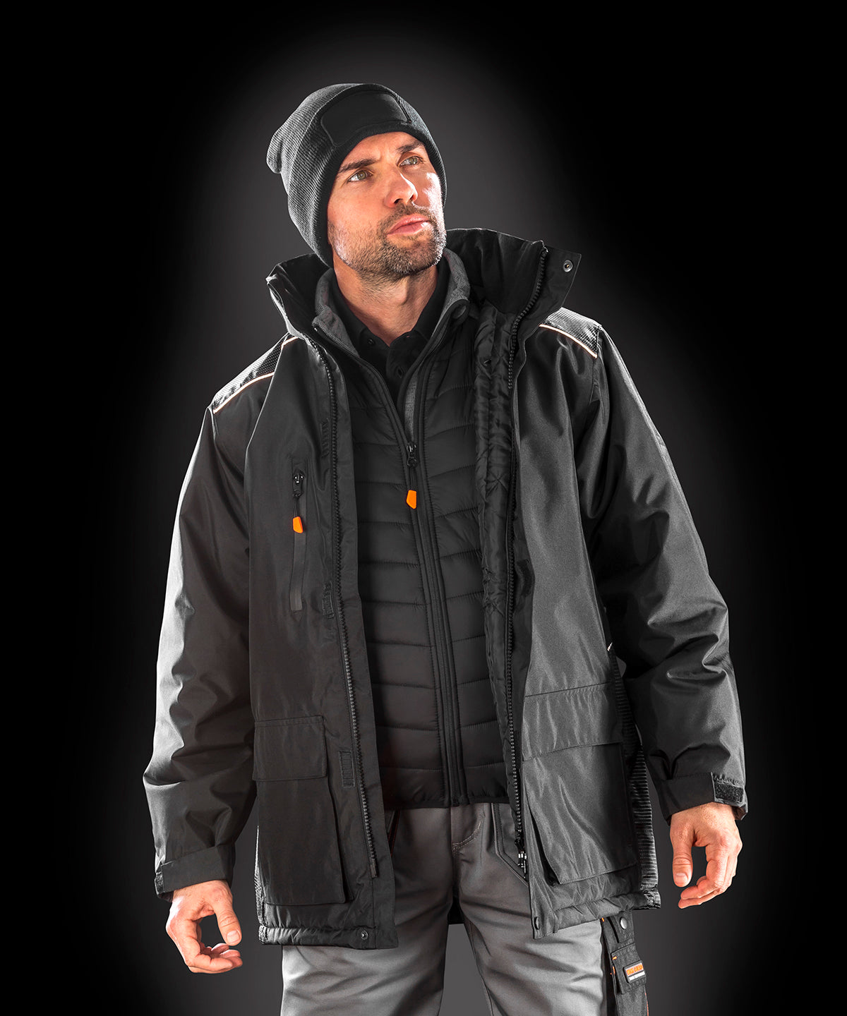 Abrigo largo Work-Guard Vostex | Negro