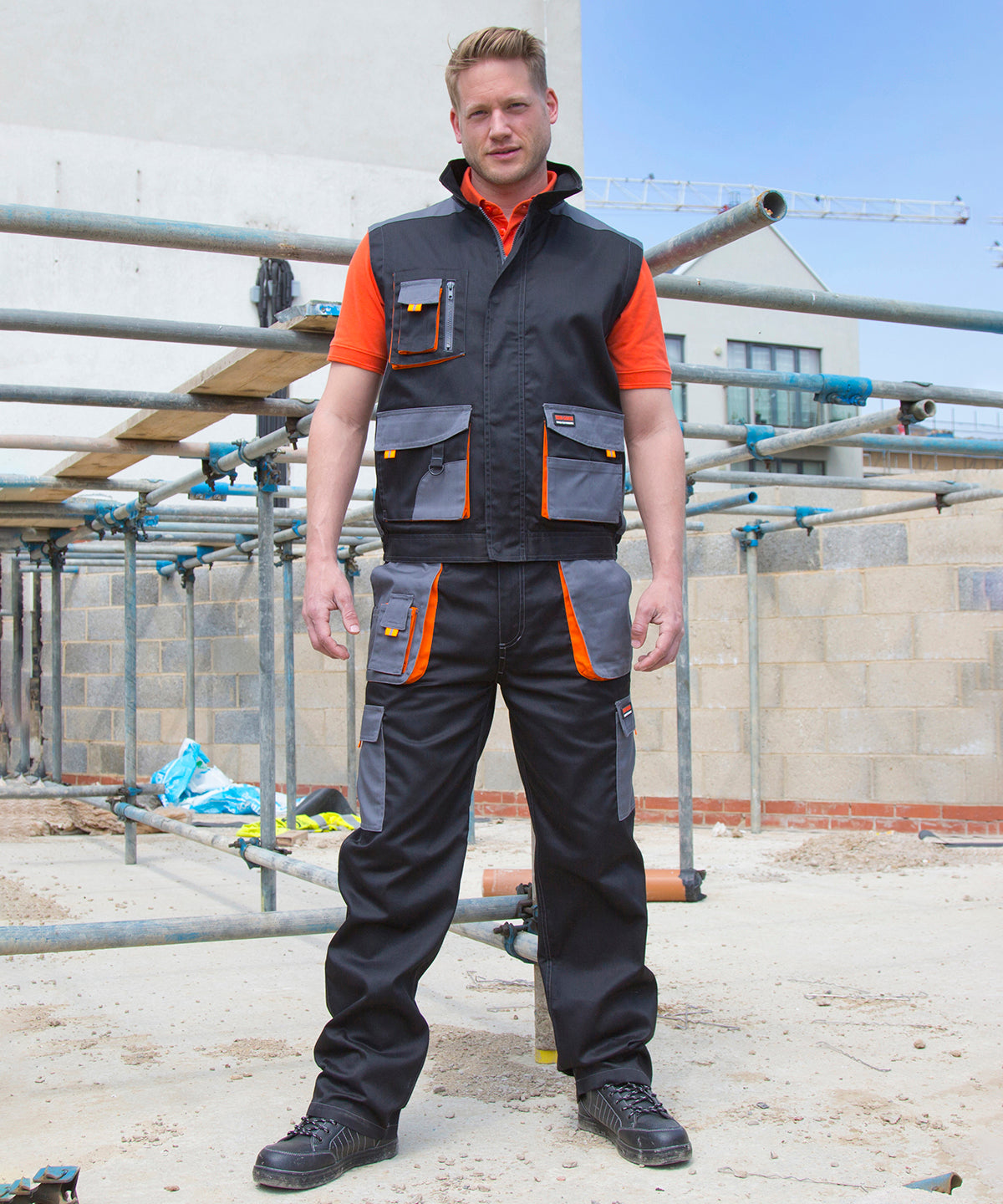 Pantalones Work-Guard lite | Negro/Gris/Naranja