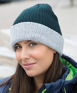 Gorro de punto de doble capa | Negro/Gris