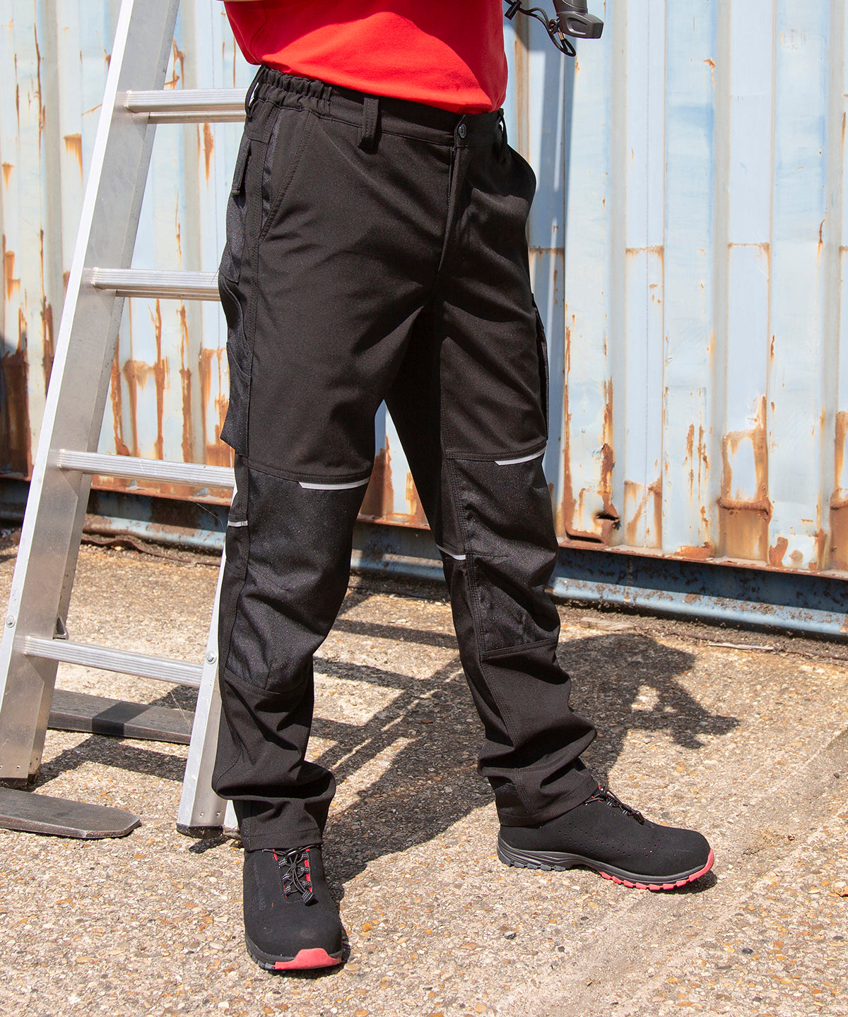 Pantaln de trabajo ajustado de softshell | Negro