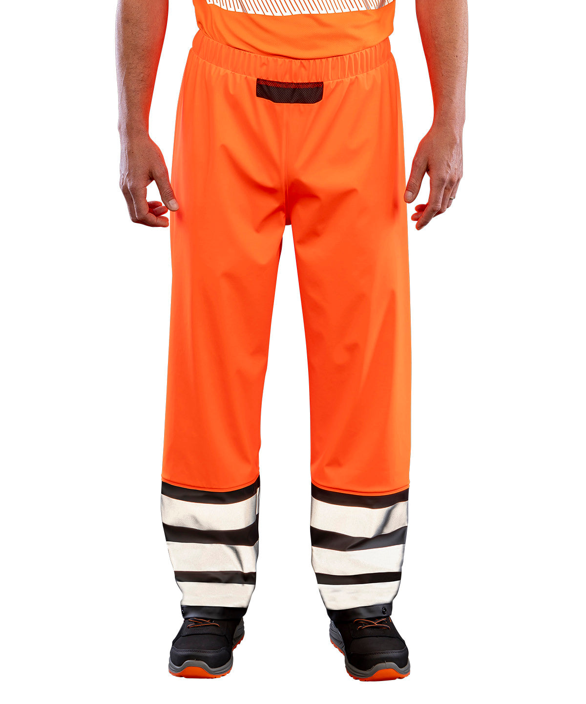 Pantalones resistentes de prisma PU seguro y secos con respaldo reciclado | Naranja Oscuro/Negro