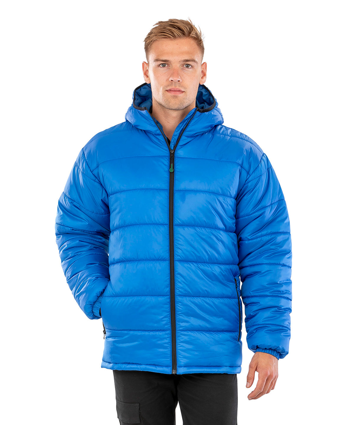 Parka acolchada con capucha reciclada | Negro