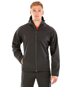 Softshell con capucha reciclado de 3 capas para impresin | Negro