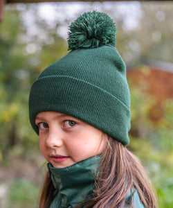 Gorro de lana con pompn para nios | Negro