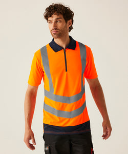 Polo profesional de alta visibilidad | Naranja/Marino