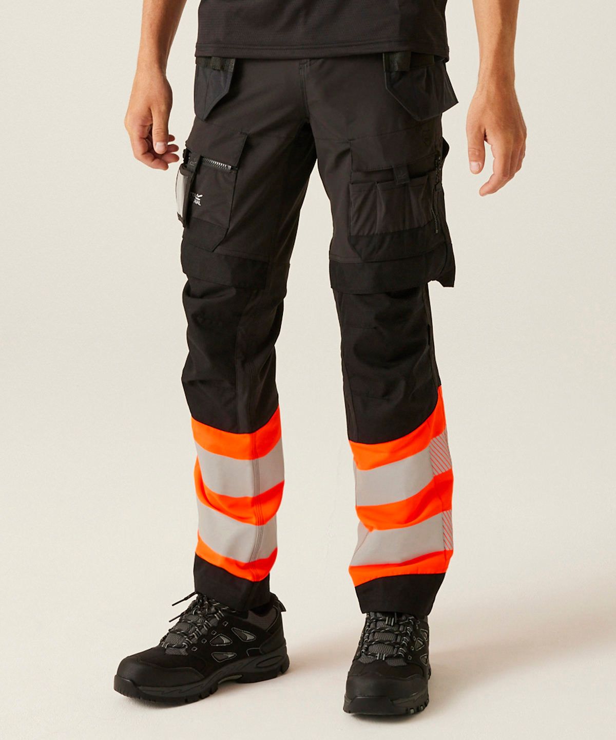 Pantalones de funda elsticos Hi-Vis X-Pro (Clase 1) | Negro/Naranja
