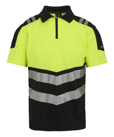 Polo X-Pro de alta visibilidad (Clase 1) | Negro/Amarillo