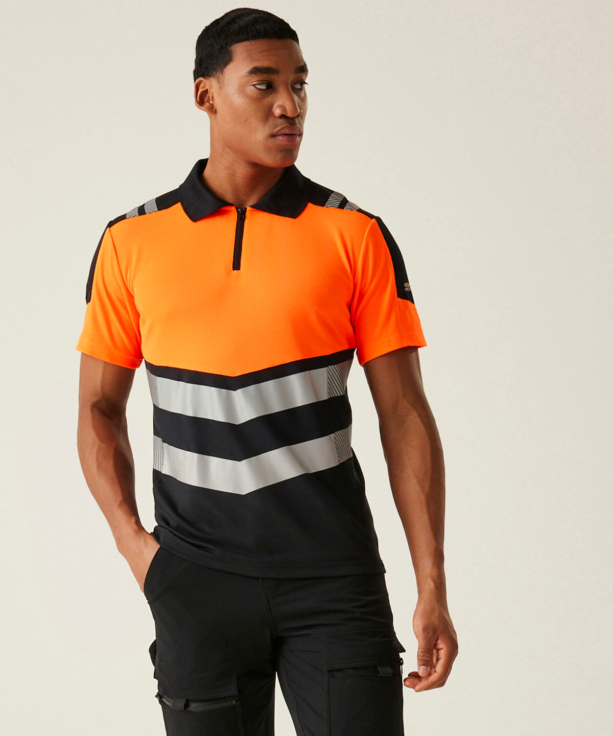 Polo X-Pro de alta visibilidad (Clase 1) | Negro/Amarillo