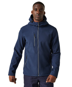 Chaqueta softshell con capucha de 2 capas Navigate | Negro/Naranja Pop