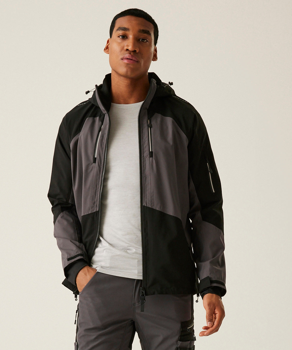 Chaqueta impermeable con tejido elstico 4-Tex | Gris Pizarra/Negro