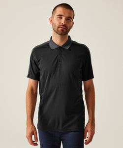 Polo de secado rpido con contraste | Negro/Azul Marino