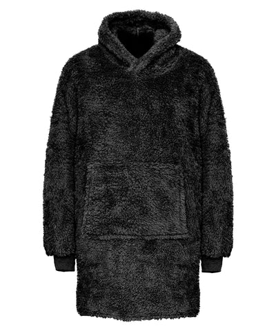 La sudadera de tela de peluche del oso de peluche con lazo | Negro