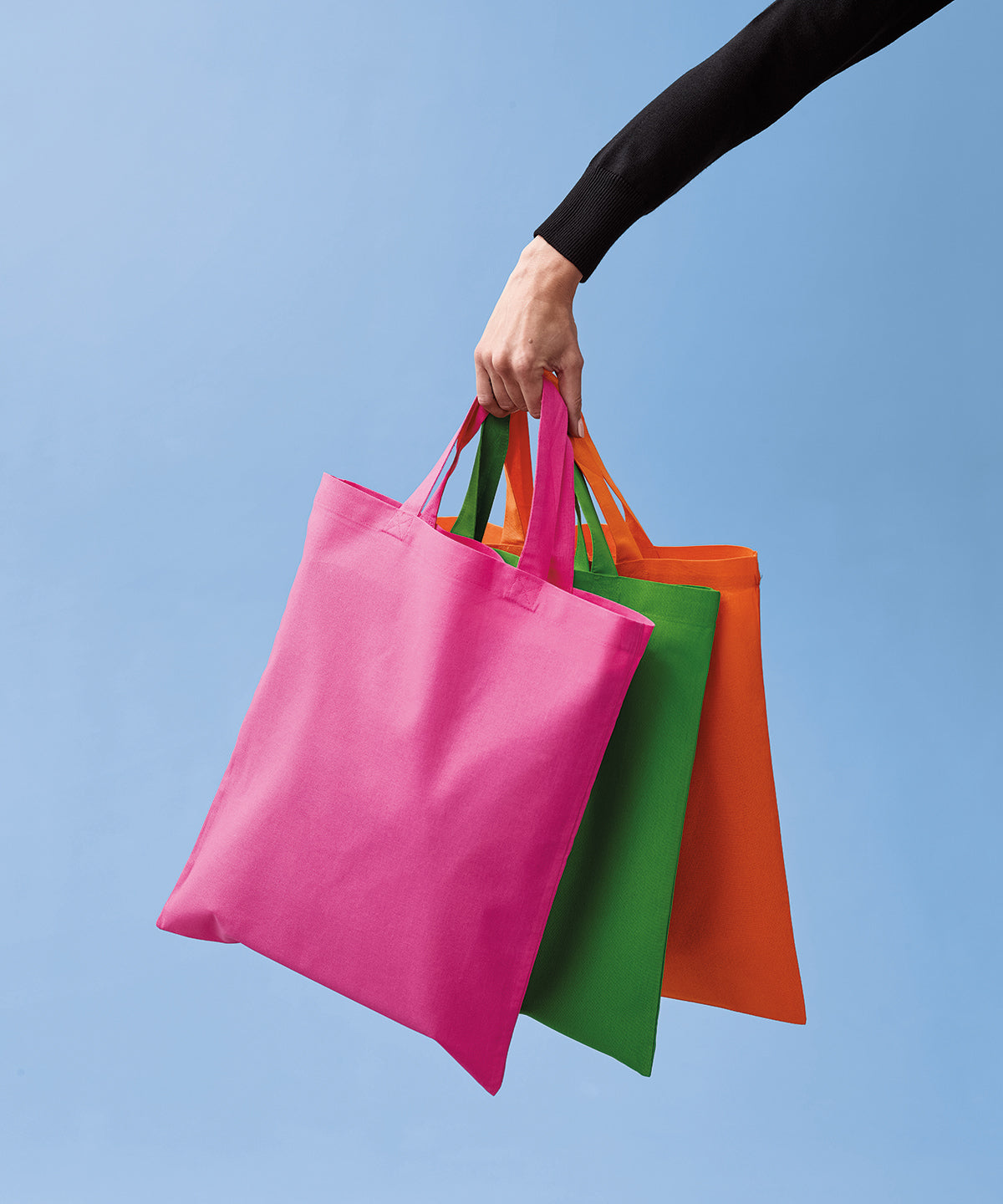 Shopper de algodn con asas cortas | Negro