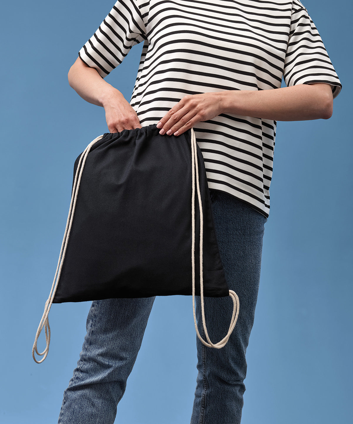 Saco de gimnasio con cordones | Negro/Natural
