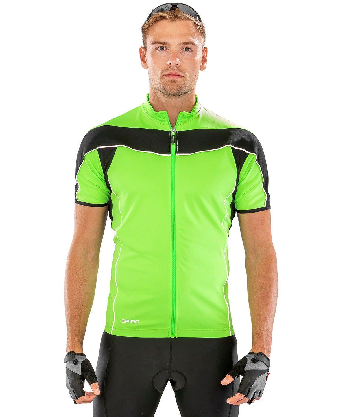 Camiseta de manga larga Spiro bikewear con cremallera completa | Negro/Blanco