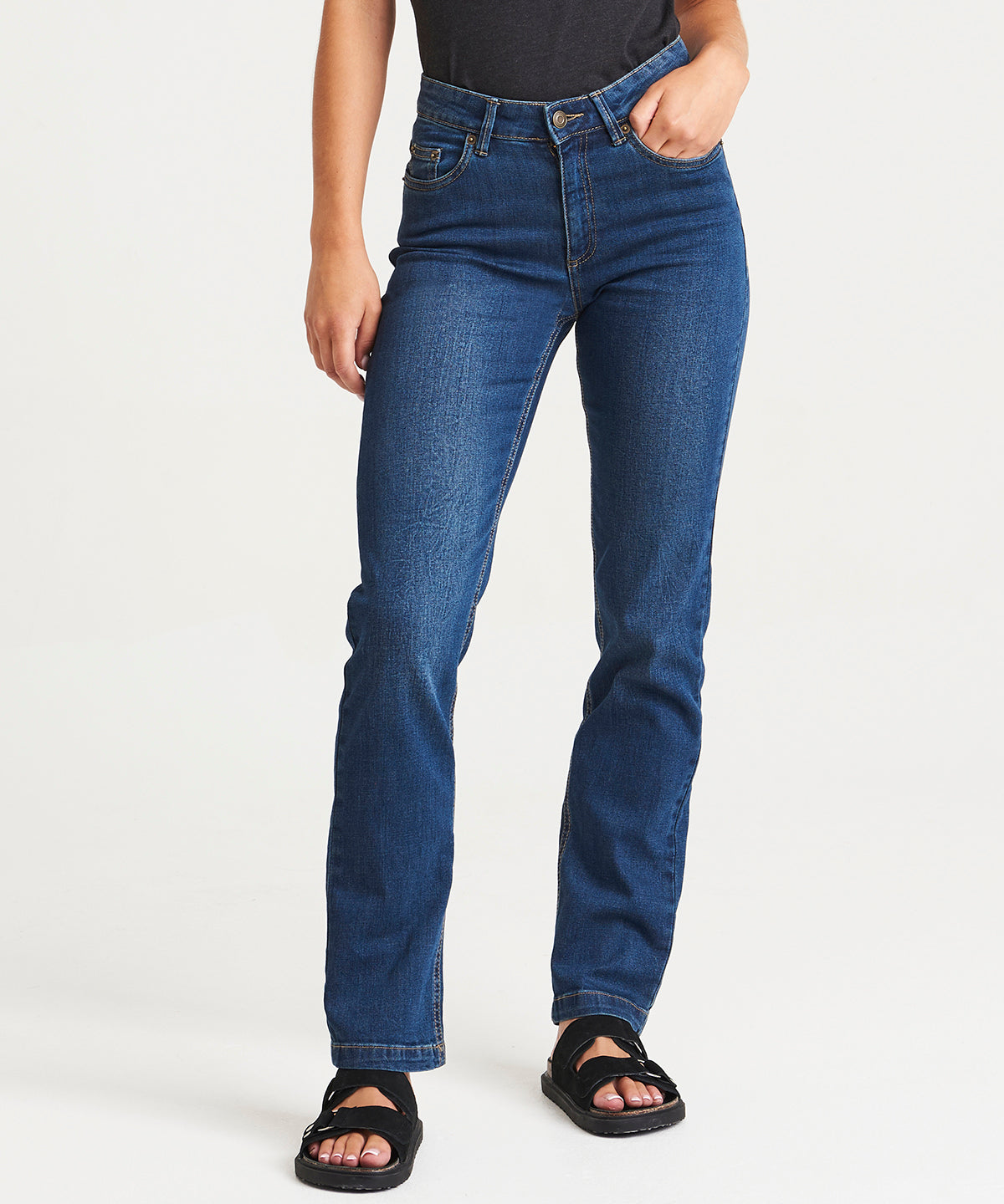 Vaqueros rectos Katy para mujer | Azul Oscuro Lavado