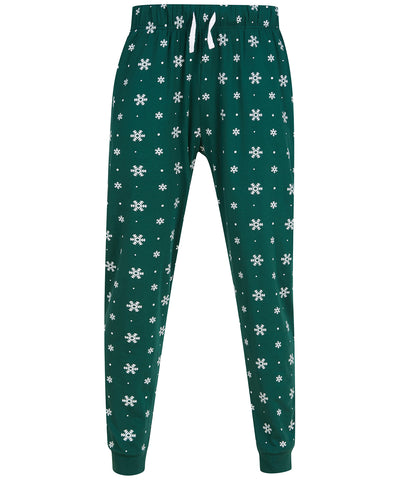 Pantalones de estar por casa | Blanco Con Copos De Nieve
