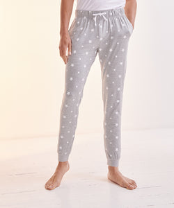 Pantalones de estar por casa | Blanco Con Copos De Nieve