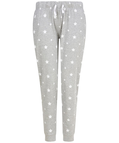 Pantalones de estar por casa para mujer con dobladillo | Gris Brezo/Estrellas Blancas