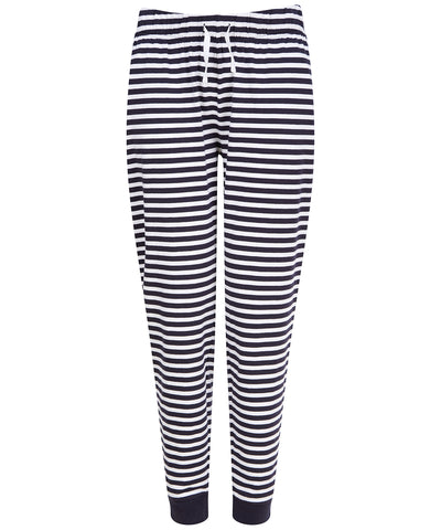 Pantalones de estar por casa para mujer con dobladillo | Rayas Azul Marino/Blanco