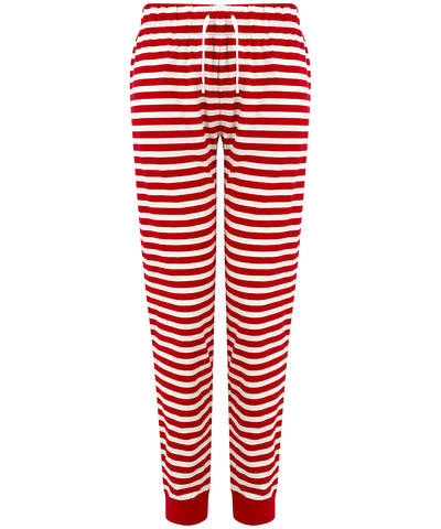 Pantalones de estar por casa para mujer con dobladillo | Rayas Rojas/Blancas