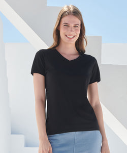 Camiseta de cuello en V elstica para mujer Feel Good | Blanca Nieve
