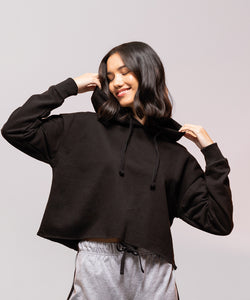 Sudadera corta de mujer para estar en casa | Negra Profunda