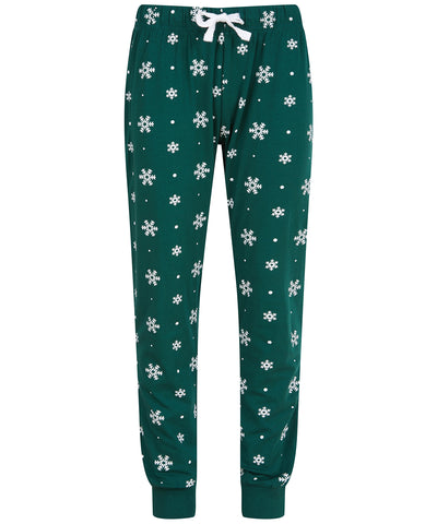 Pantalones de estar por casa para nios con puos | Blanco Con Copos De Nieve