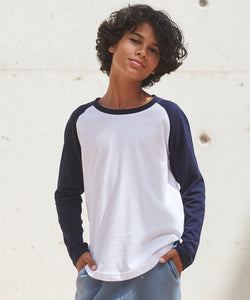 Camiseta de bisbol de manga larga para nios | Blanco/Rojo