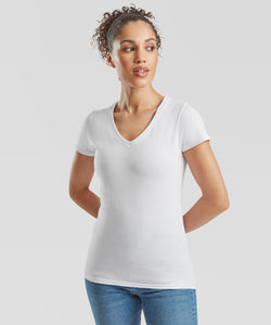 Camiseta de mujer cuello en V Valueweight | Negro