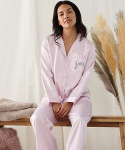Pijama largo de satn para mujer | Negro