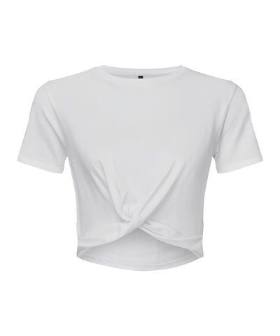 Top corto twist TriDri® para mujer | Blanco