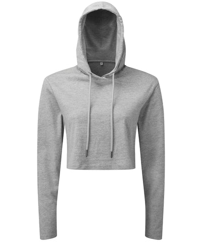 Camiseta de manga larga con capucha recortada para mujer TriDri® | Gris Jaspeado