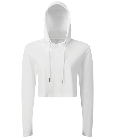 Camiseta de manga larga con capucha recortada para mujer TriDri® | Blanco