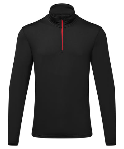 Sudadera con cremallera TriDri® de manga larga reciclada con forro cepillado | Negro/Rojo