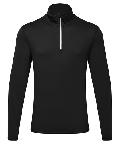 Sudadera con cremallera TriDri® de manga larga reciclada con forro cepillado | Negro/Blanco