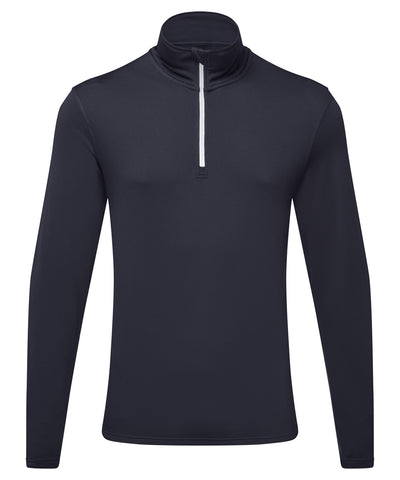Sudadera con cremallera TriDri® de manga larga reciclada con forro cepillado | Azul Marino/Blanco - Marino/Blanco Brillante