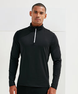 Sudadera con cremallera TriDri® de manga larga reciclada con forro cepillado | Negro/Blanco