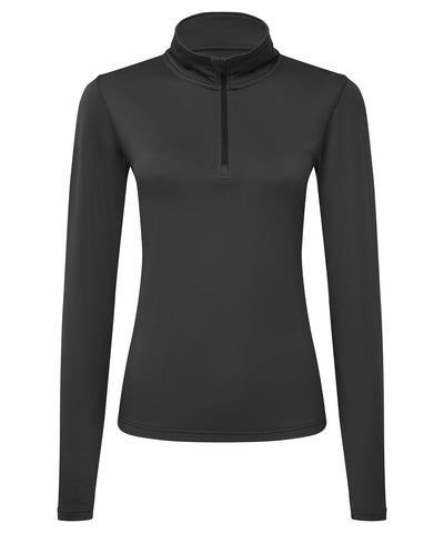 Camiseta de manga larga con cremallera reciclada TriDri® para mujer con interior cepillado | Antracita/Negro