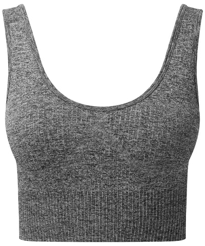 Sujetador deportivo multideporte para mujer TriDri® sin costuras acanalado con ajuste 3D | Melange Negro