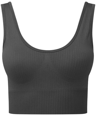 Sujetador deportivo multideporte para mujer TriDri® sin costuras acanalado con ajuste 3D | Gris Oscuro