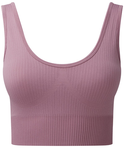 Sujetador deportivo multideporte para mujer TriDri® sin costuras acanalado con ajuste 3D | Malva