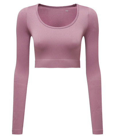 Top corto de ajuste 3D sin costuras con costillas TriDri® para mujer | Malva