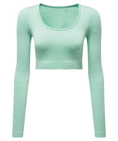 Top corto de ajuste 3D sin costuras con costillas TriDri® para mujer | Mezcla De Menta