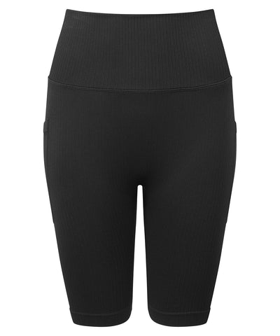 Pantalones cortos de ciclismo para mujer TriDri® ribeteados sin costuras con ajuste 3D | Negro